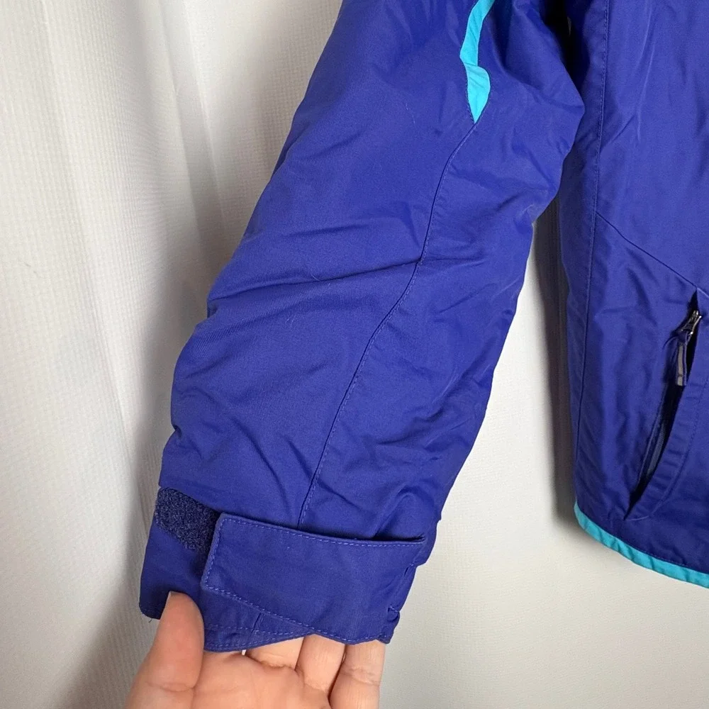 Columbia Boys Omni-Tech Ski Jacket Blue Teal‎ Hooded Rain Coat Med Grow System